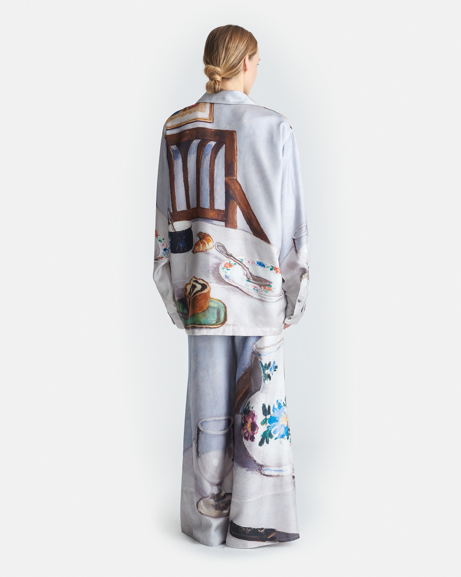 Printed Flared Silk Twill Pants - 3