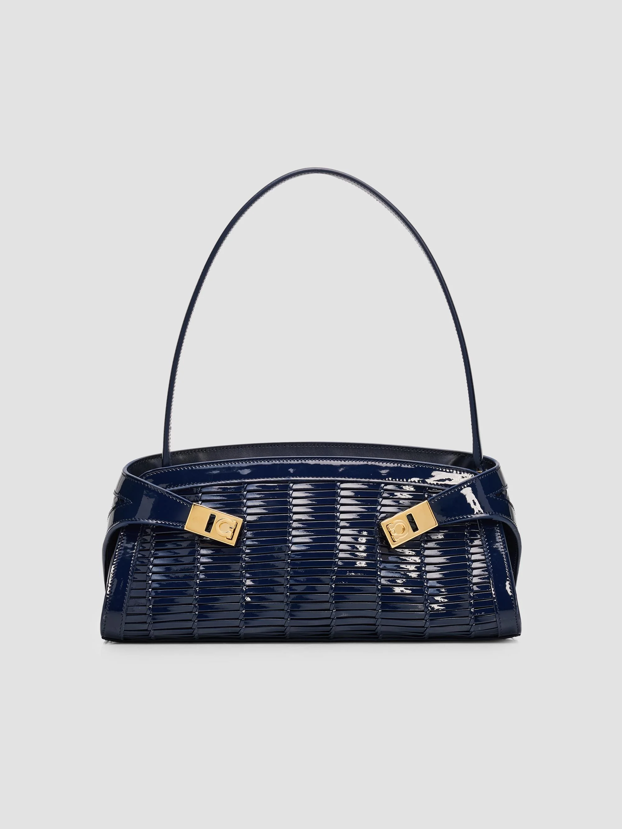 Women's Hug Whispers Patent Leather East-West Shoulder Bag - Navy - 1