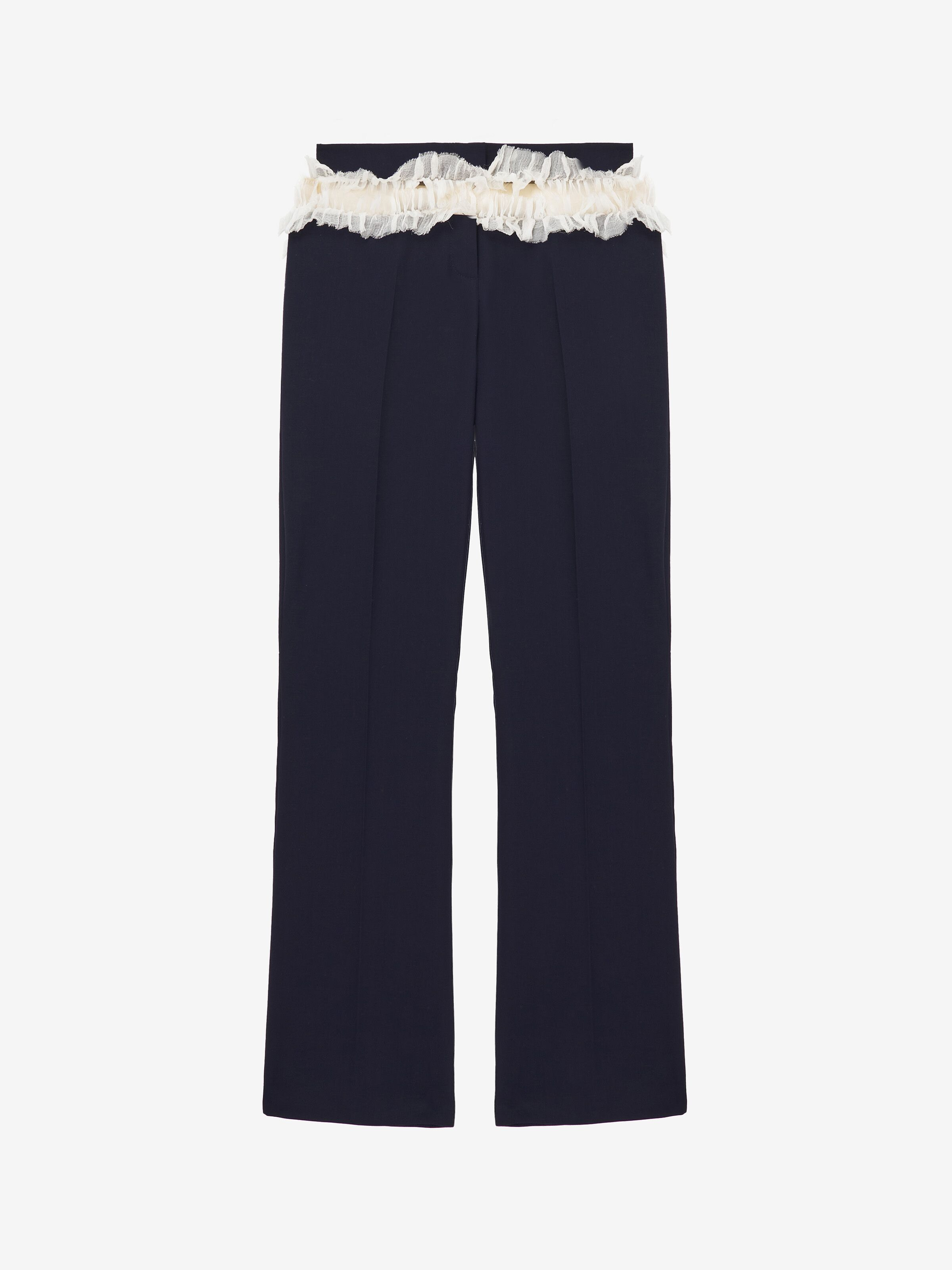 Slashed Creponne Detail Kickback Trousers - 1
