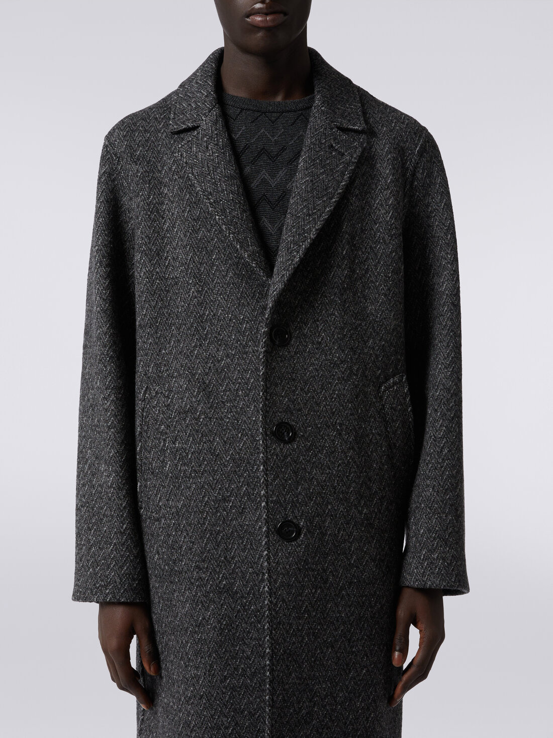 Boiled wool herringbone coat - 5