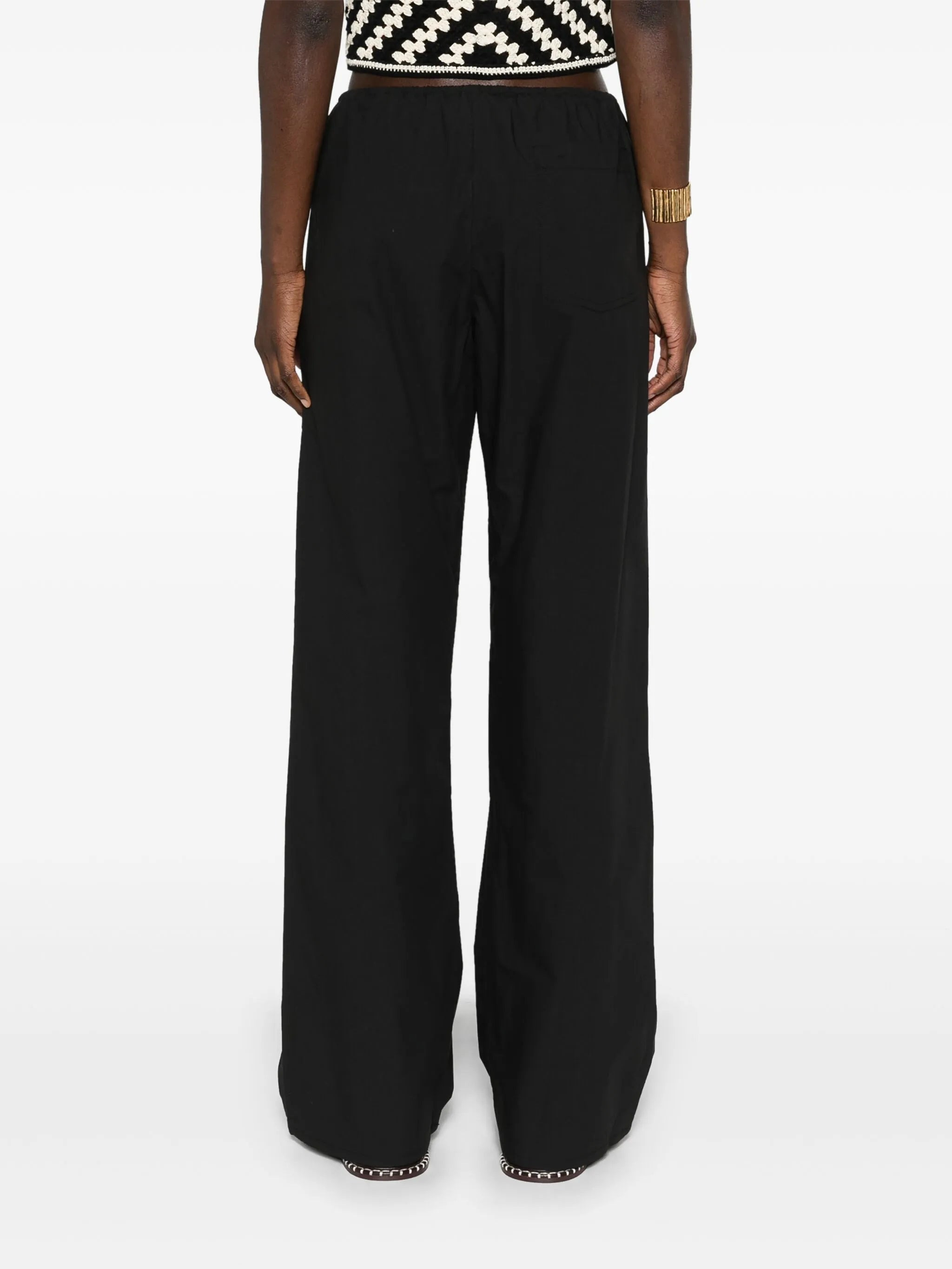 drawstring-waist organic cotton trousers - 4