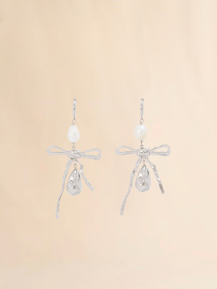 SILVER BOW DROP EARRINGS - 2