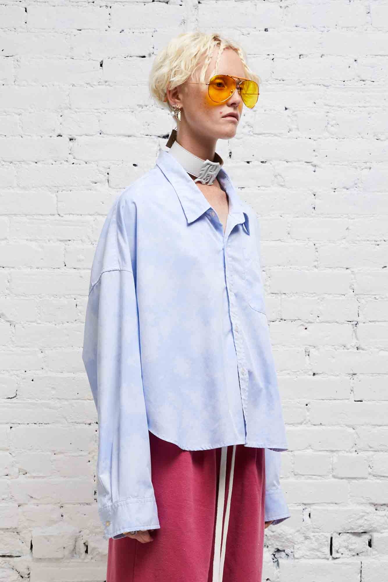 DROP NECK CROPPED SHIRT - CLOUDY BLUE - 3