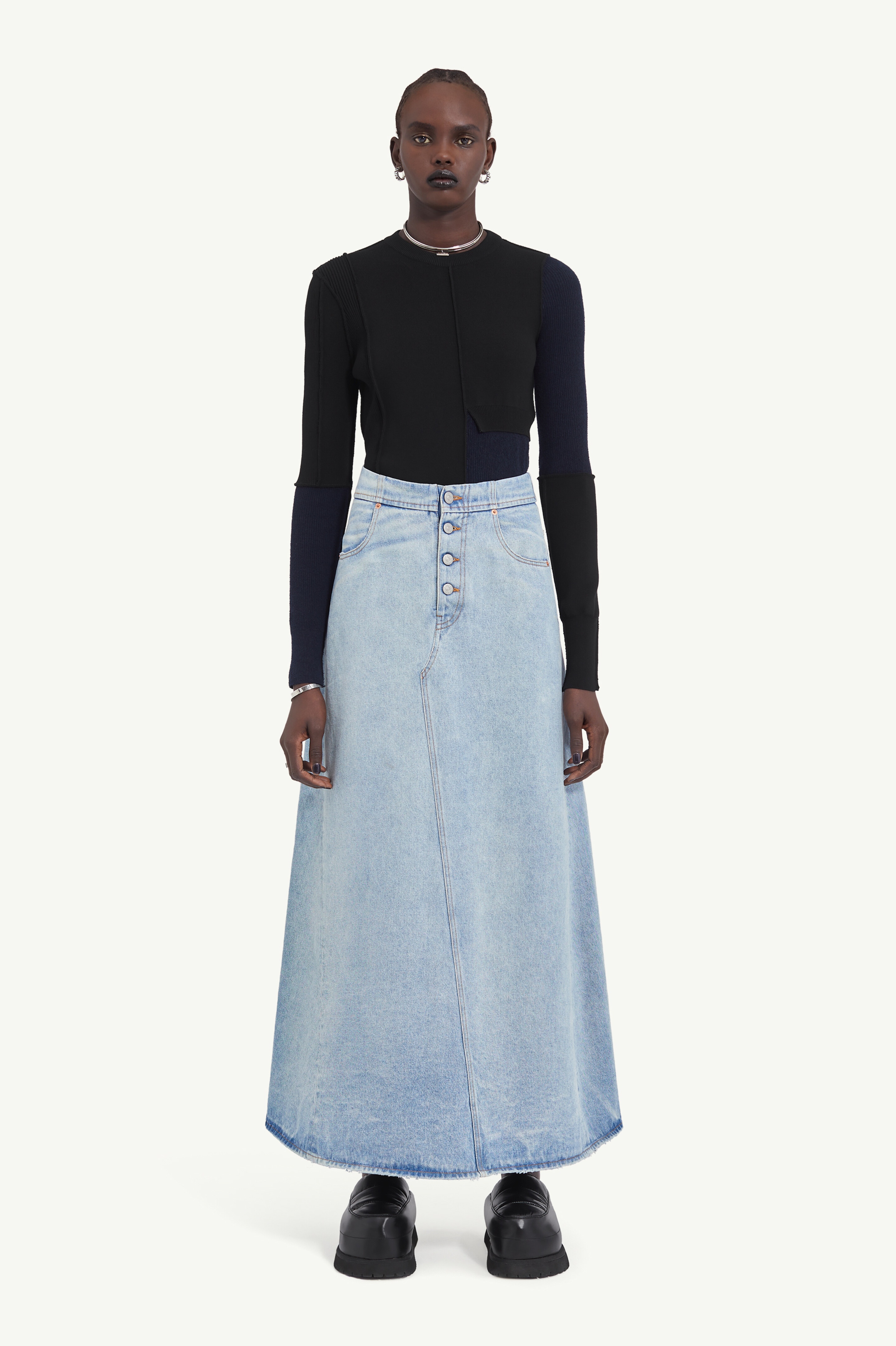 Long denim skirt - 2