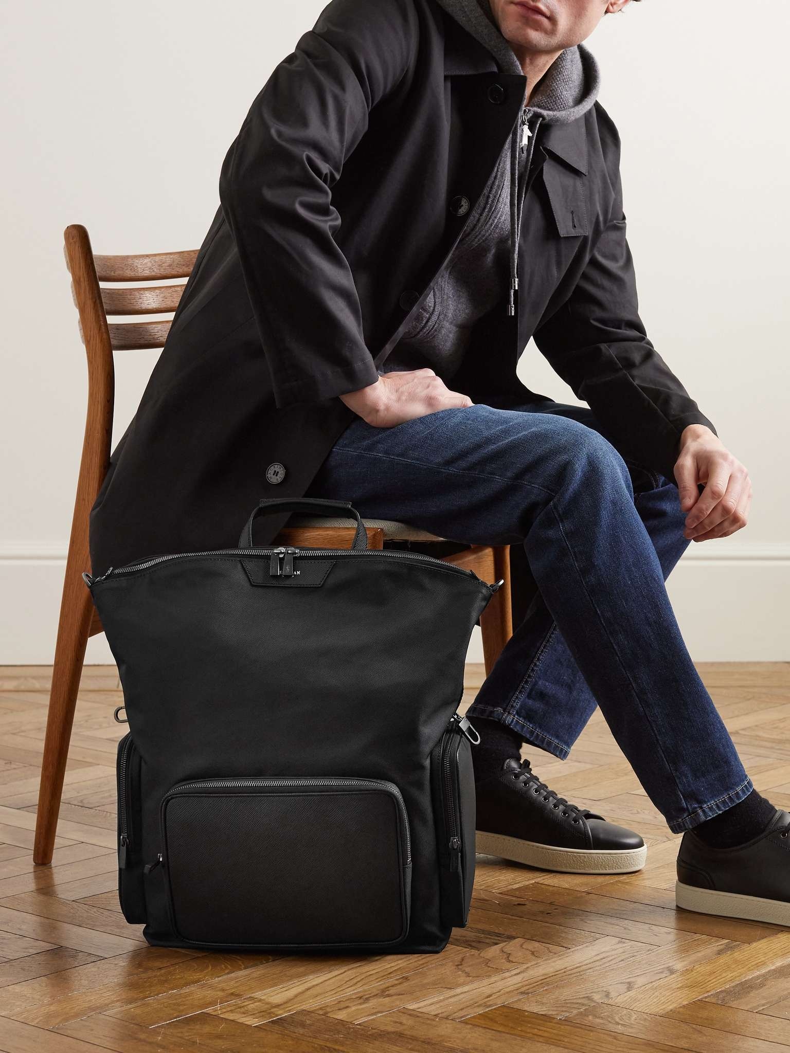 Evoluzione Full-Grain Leather-Trimmed Twill Backpack - 2