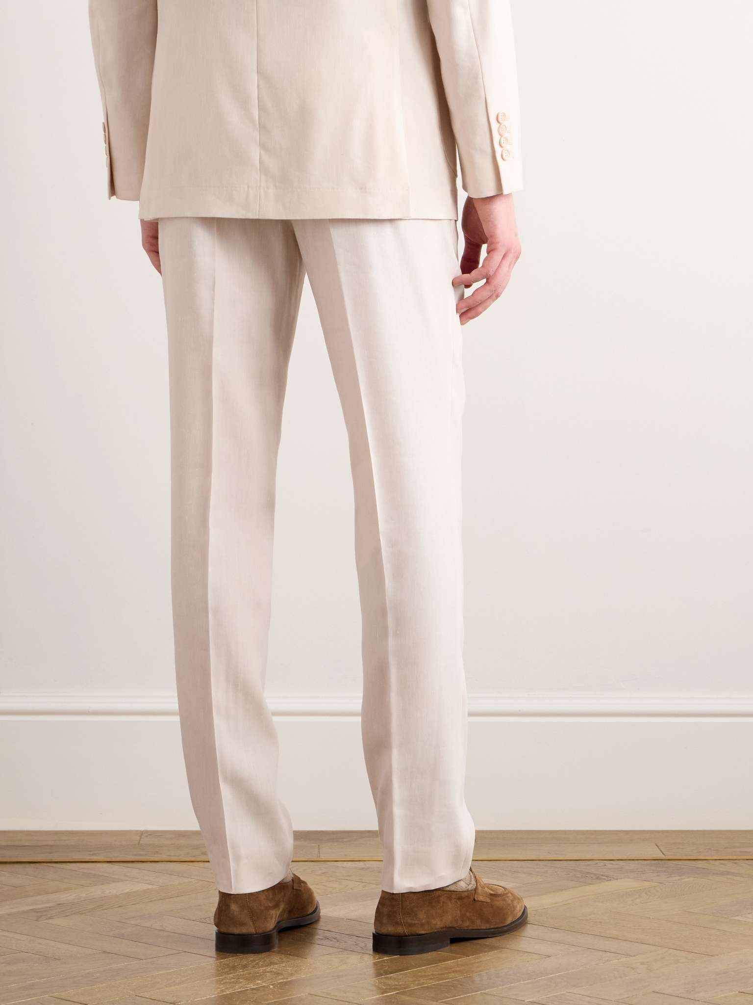 Straight-Leg Pleated Linen and Wool-Blend Suit Trousers - 4