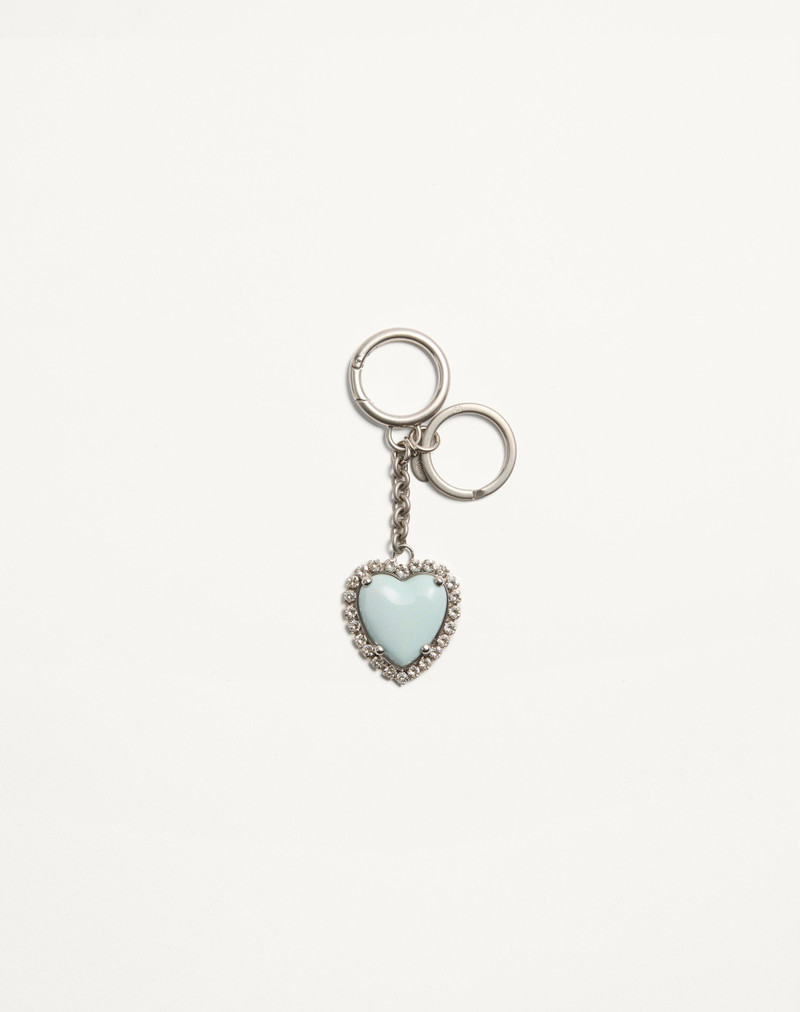COEUR HYPERBOLE BAG CHARM WITH KEY CHAIN IN METAL, SYNTHETIC MATERIAL, AND CRYSTALS - 1