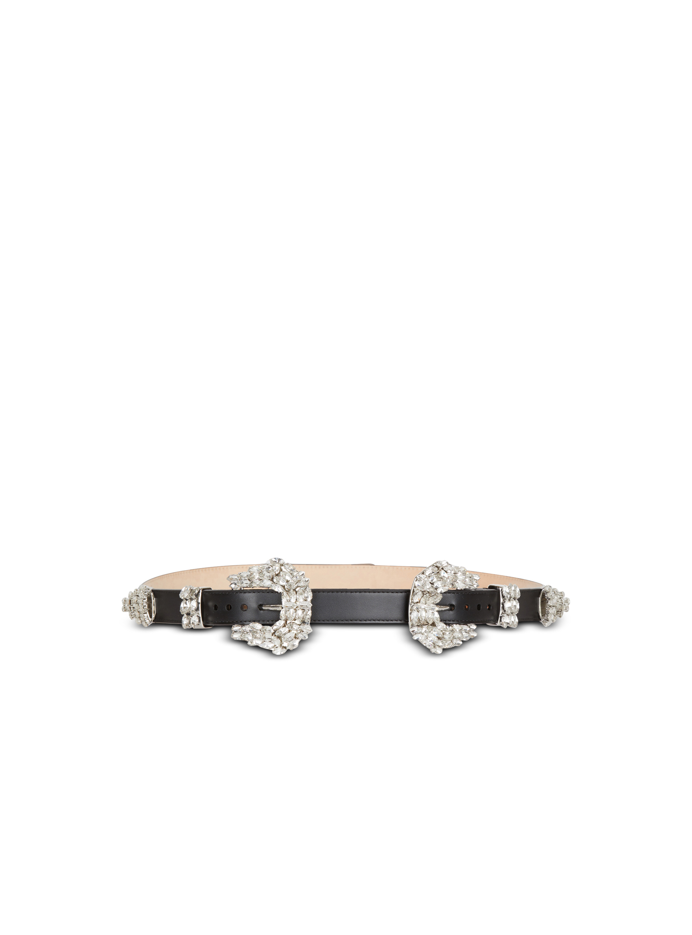 Western leather and crystal belt - 1