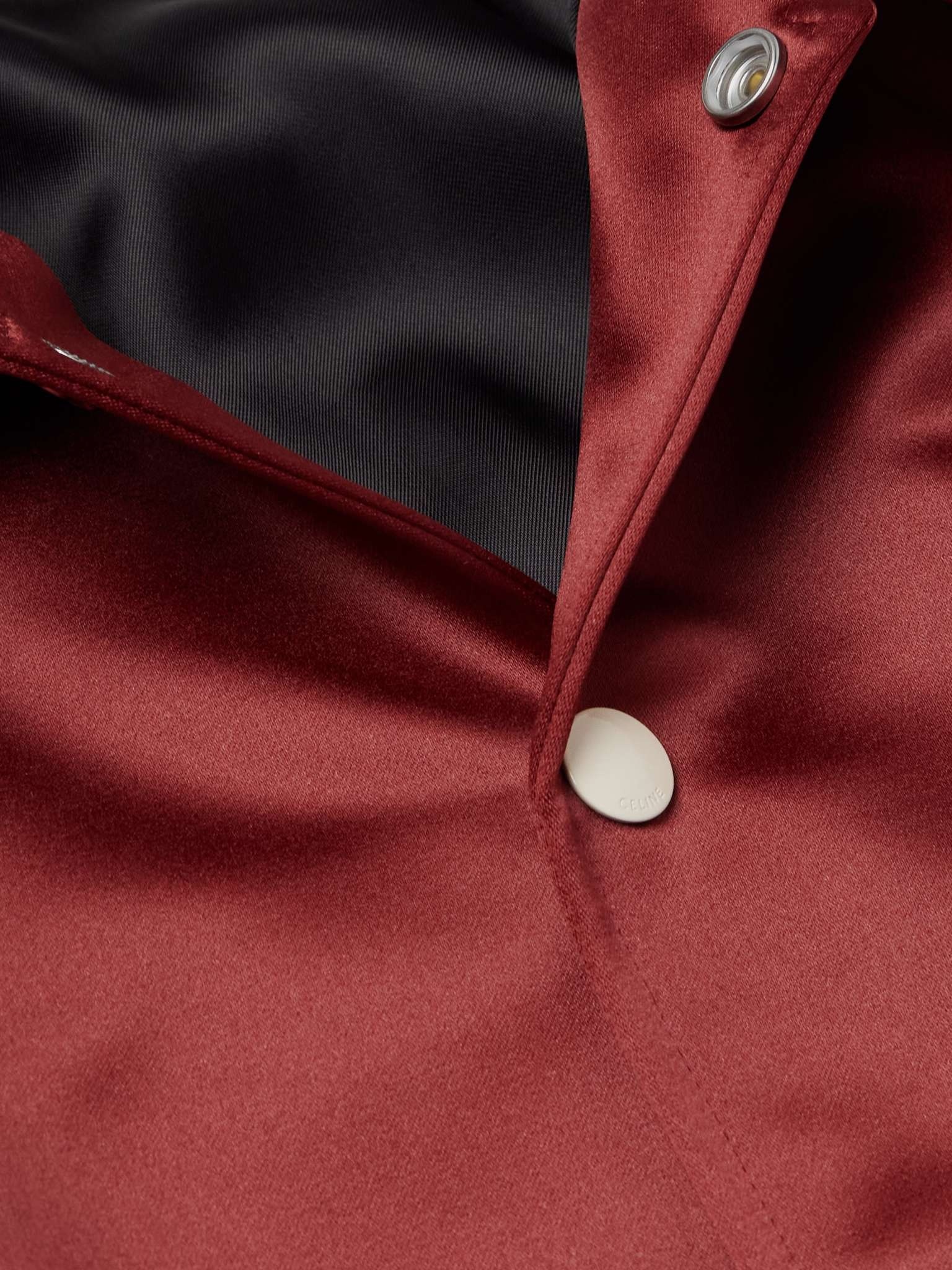 CELINE Teddy Logo-Embroidered Satin Varsity Jacket