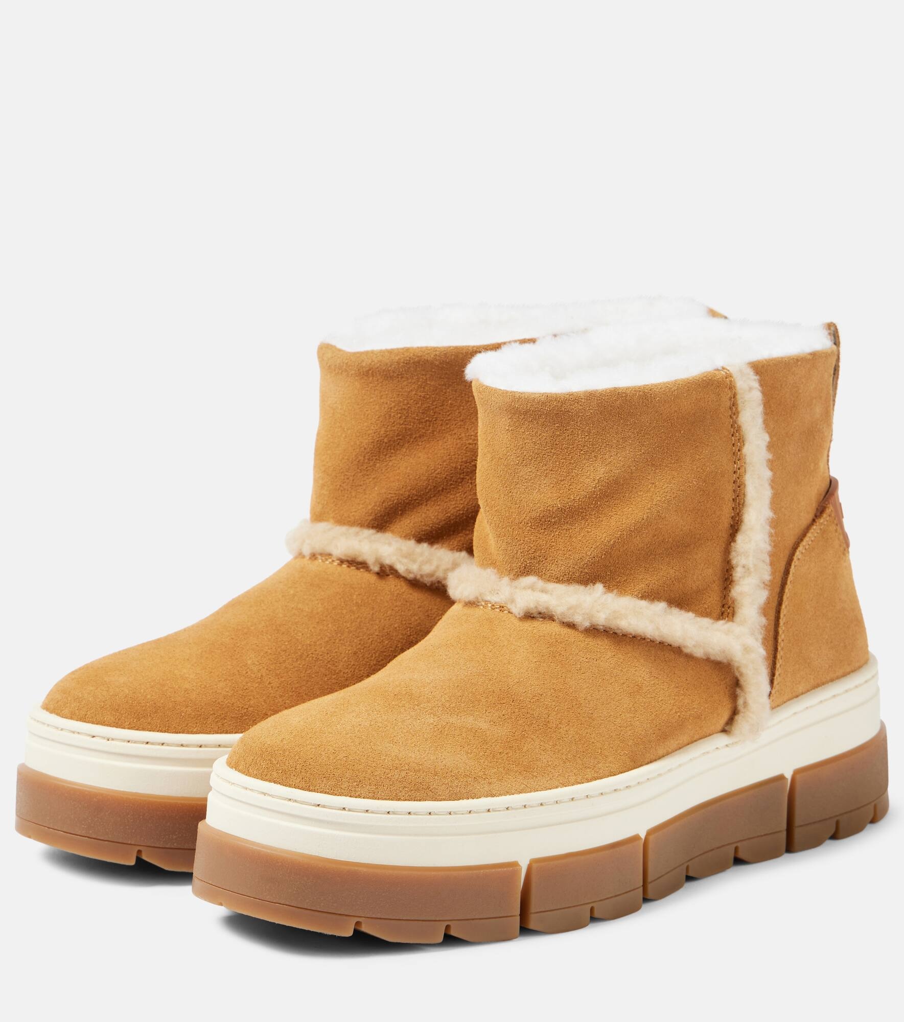Shearling-lined suede ankle boots - 4