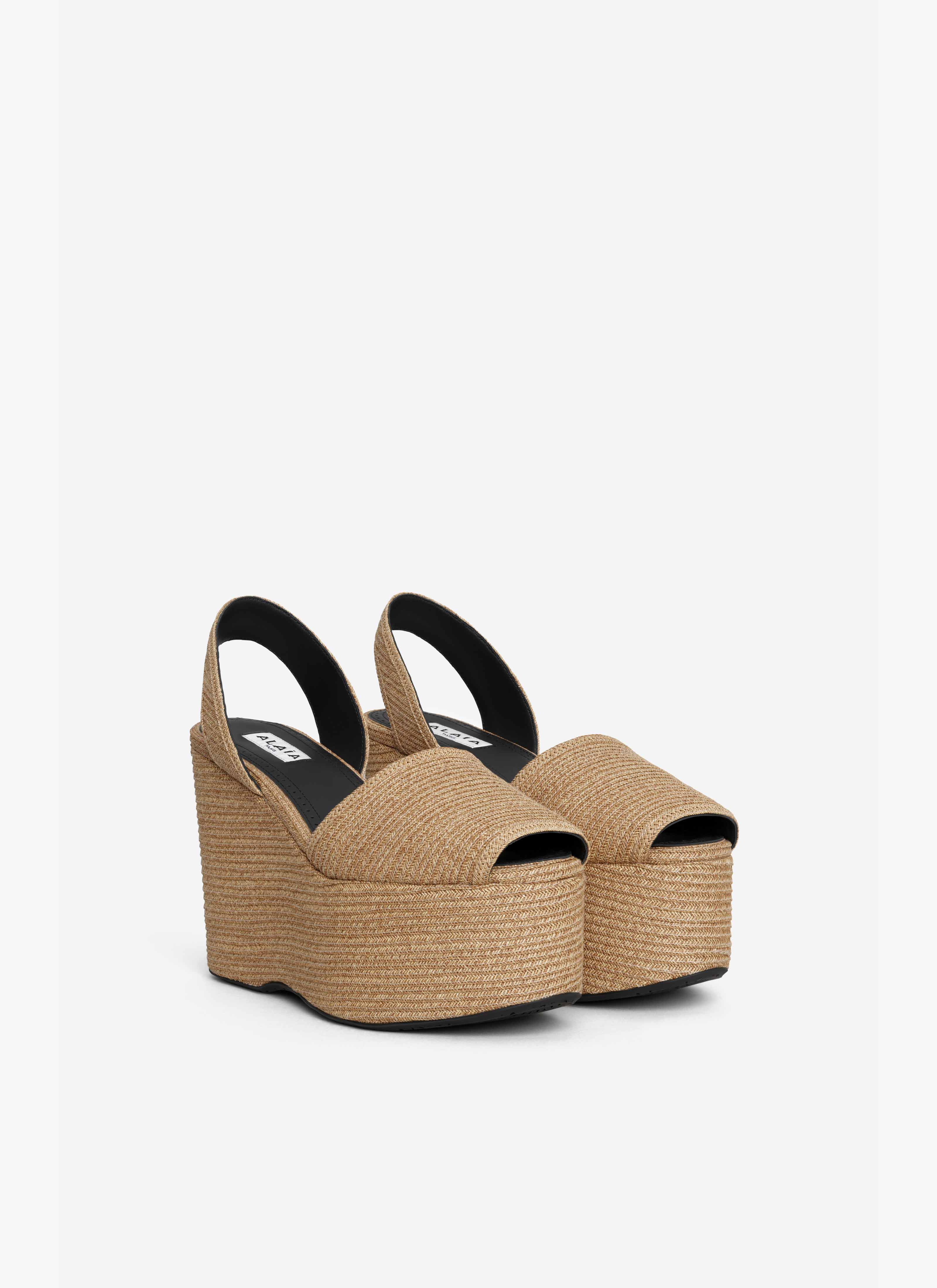 WEDGE SANDALS IN PAPER STRAW - 3