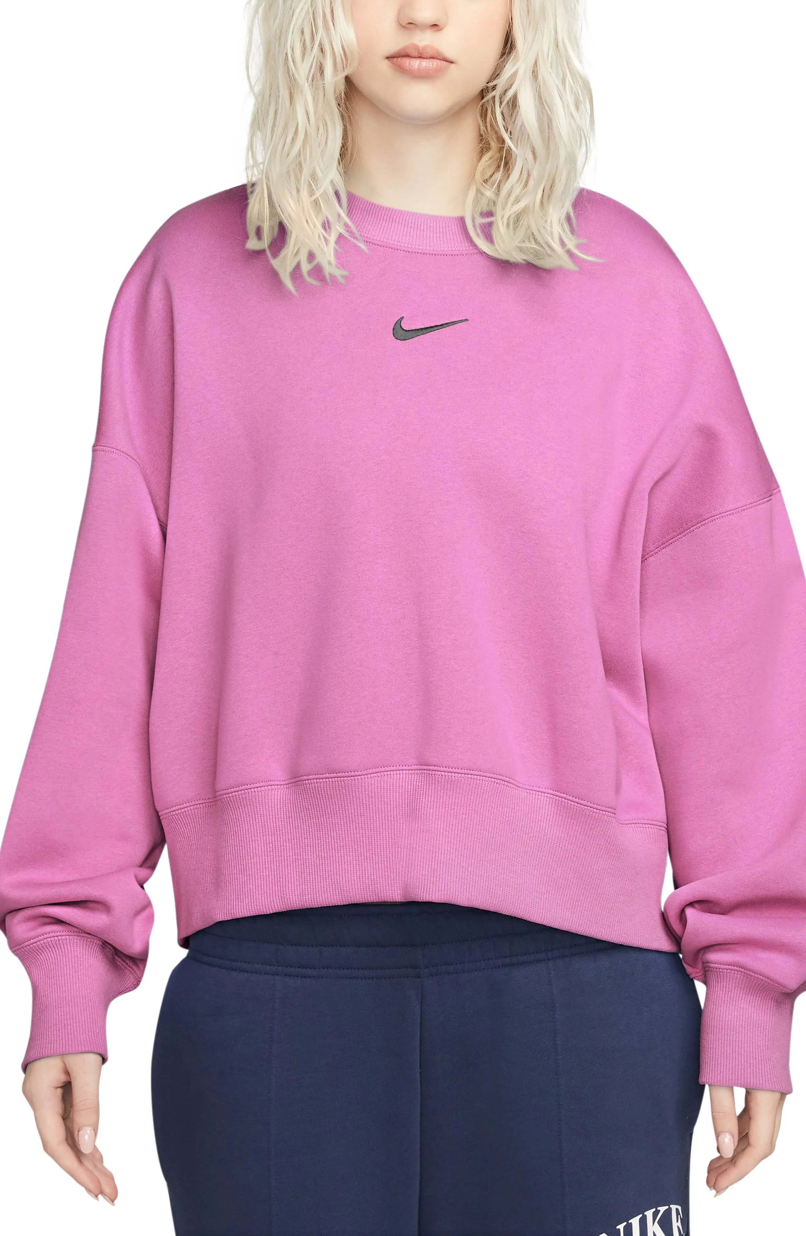 Phoenix Fleece Crewneck Sweatshirt in Playful Pink/Black - 1