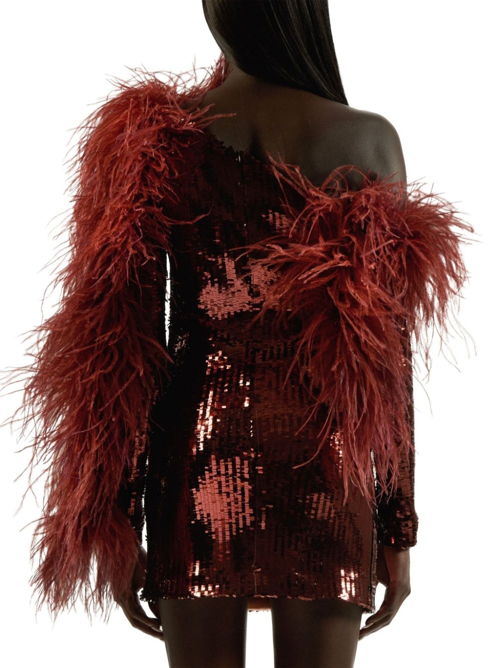 Garbo Disco feather-trim minidress - 3