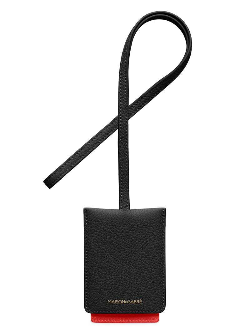 Leather ID Lanyard Holder - Rouge Noir 1