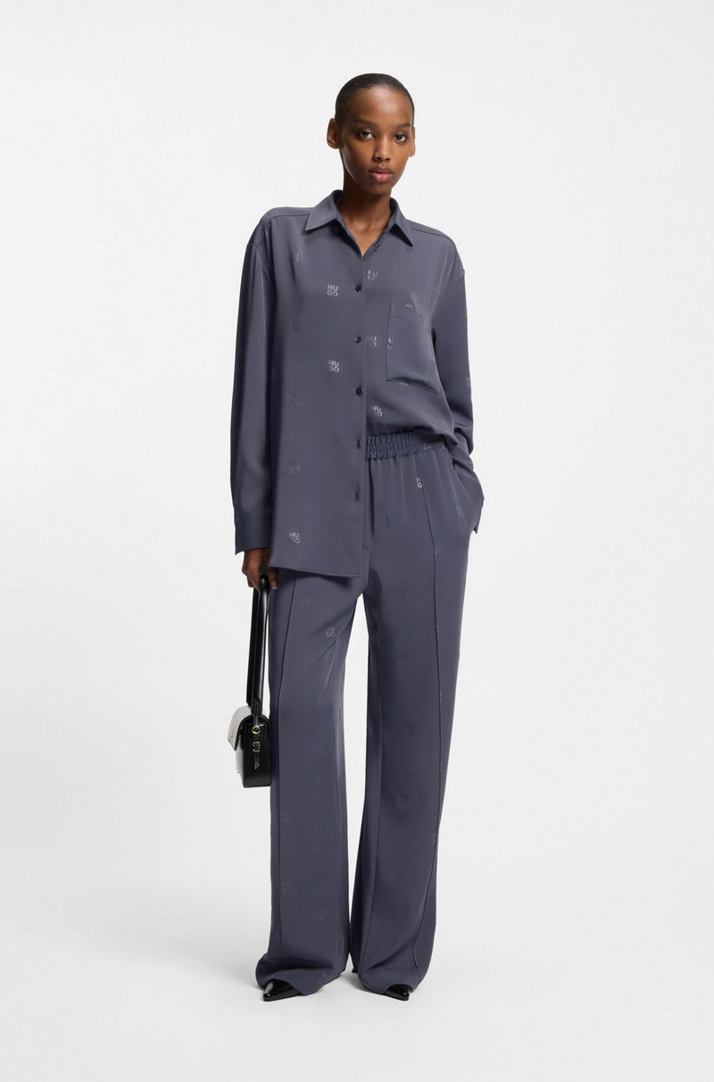 HUGO OVERSIZED-FIT BLOUSE WITH STACKED LOGOS outlook