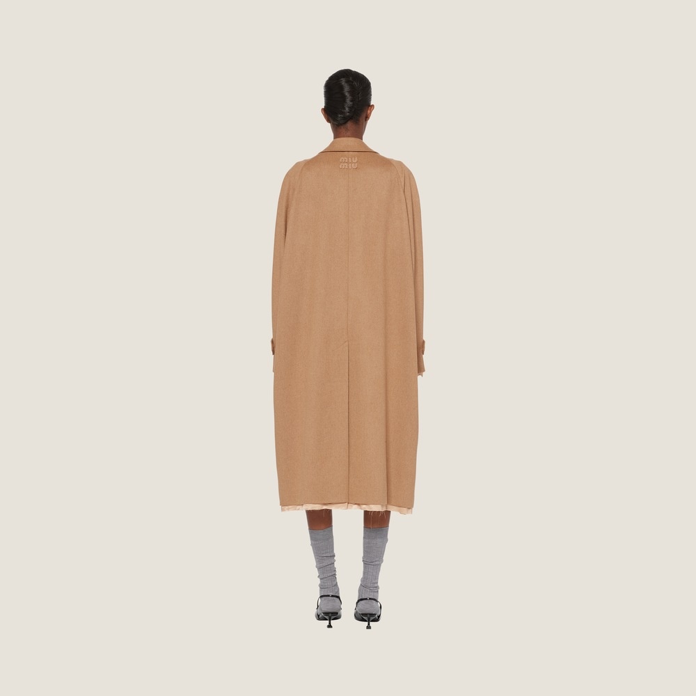 Single-breasted velour camel-hair coat - 2