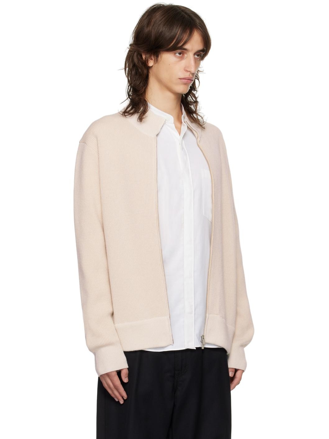 Off-White Ribbed Zip Sweater - 2
