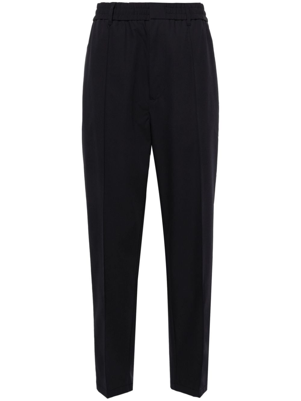 elasticated-waist tapered-leg trousers - 1