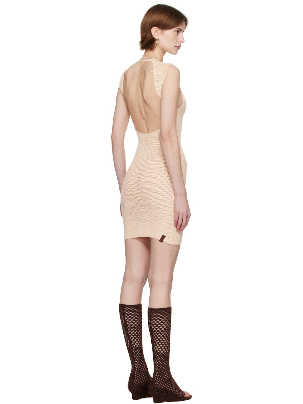 SSENSE Exclusive Off-White One Pinch Shoulder Crocheted Minidress - 3