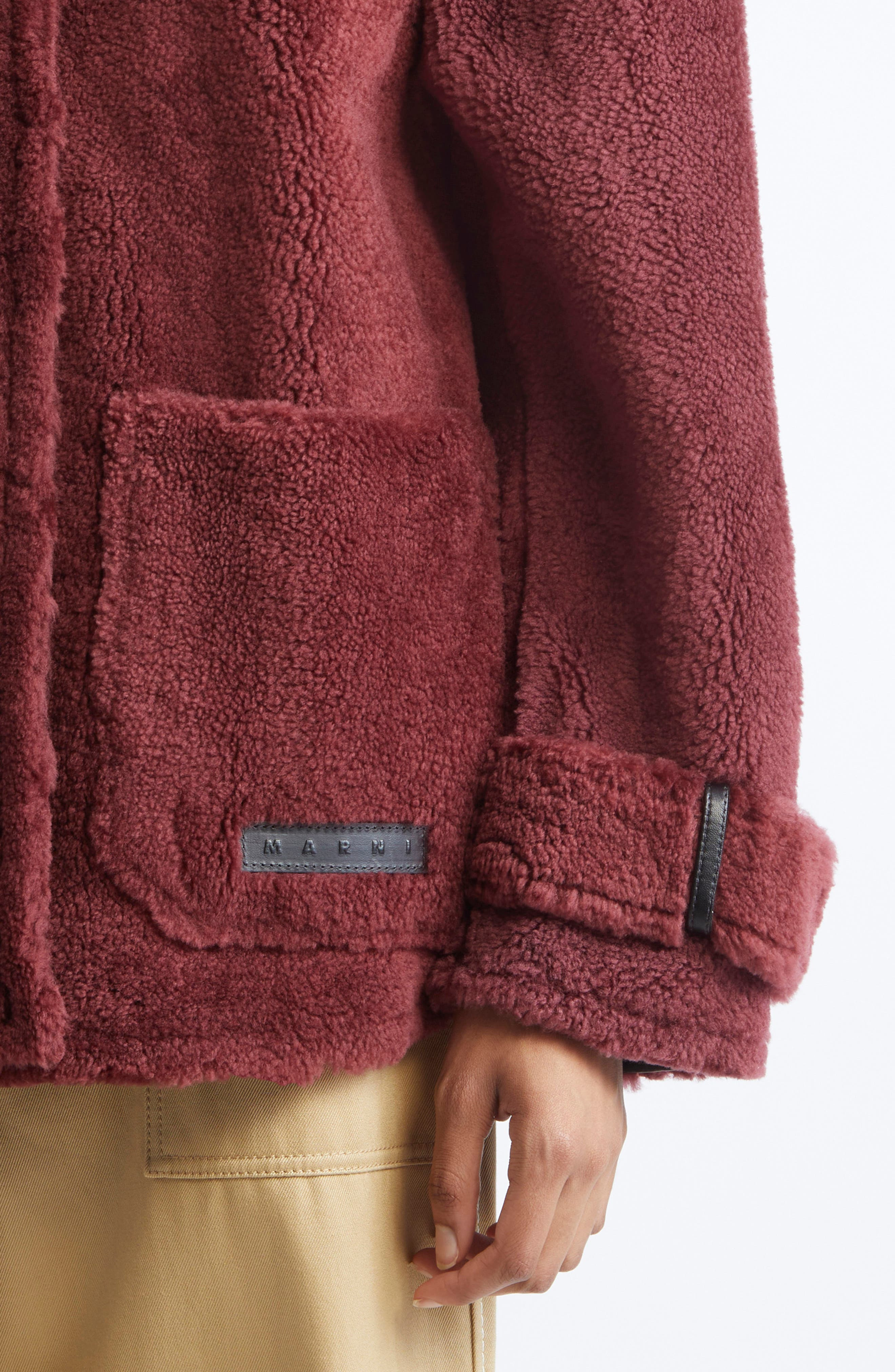 Marni Genuine Shearling Hooded Jacket in Rom88 Peat at Nordstrom - 5