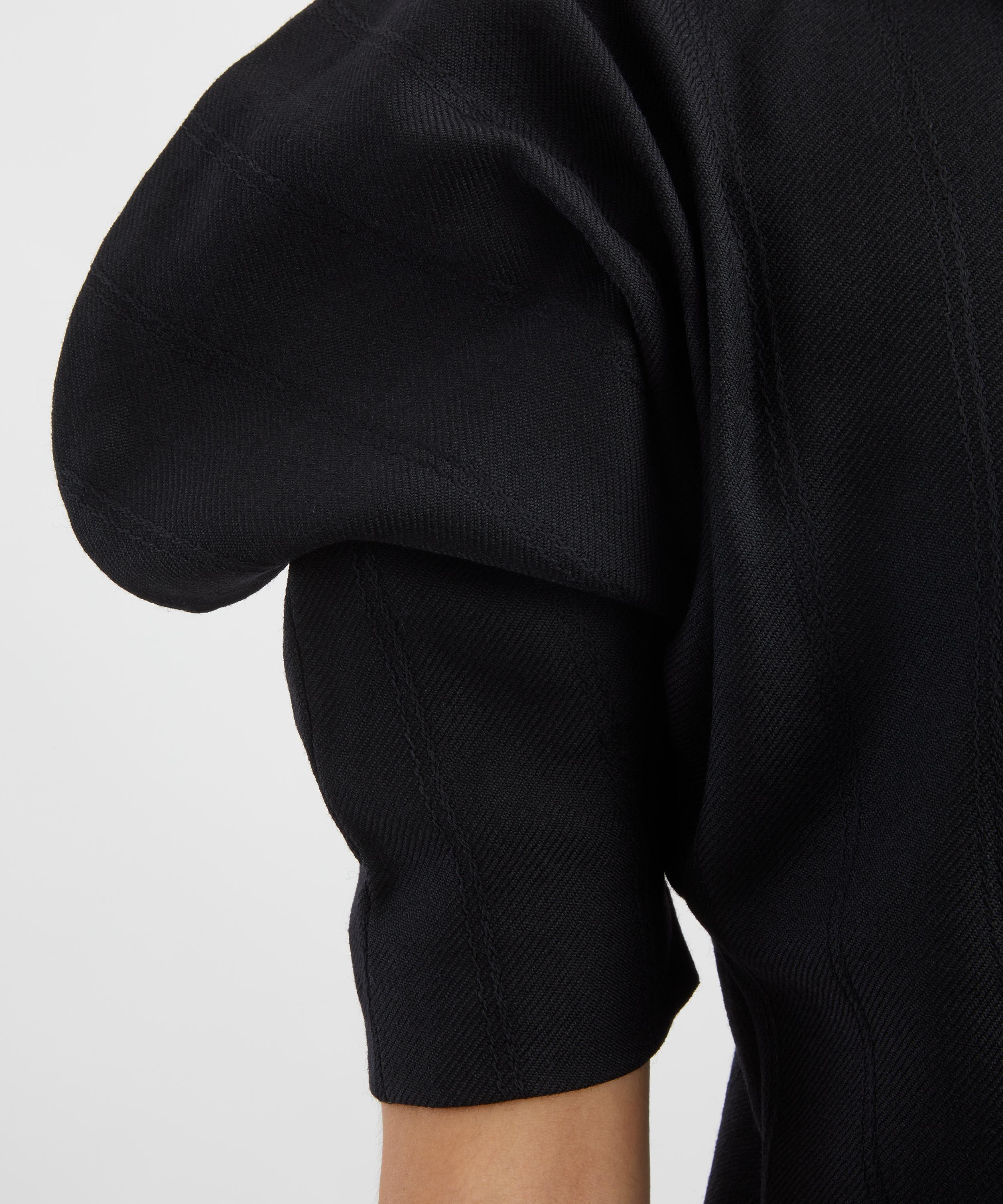 Janet Black Crepe Puff-Sleeve Top - 5