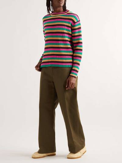 WALES BONNER Striped Ribbed Wool-Blend Chenille Sweater outlook