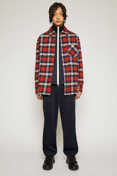 Acne Studios Face patch flannel overshirt red/navy outlook