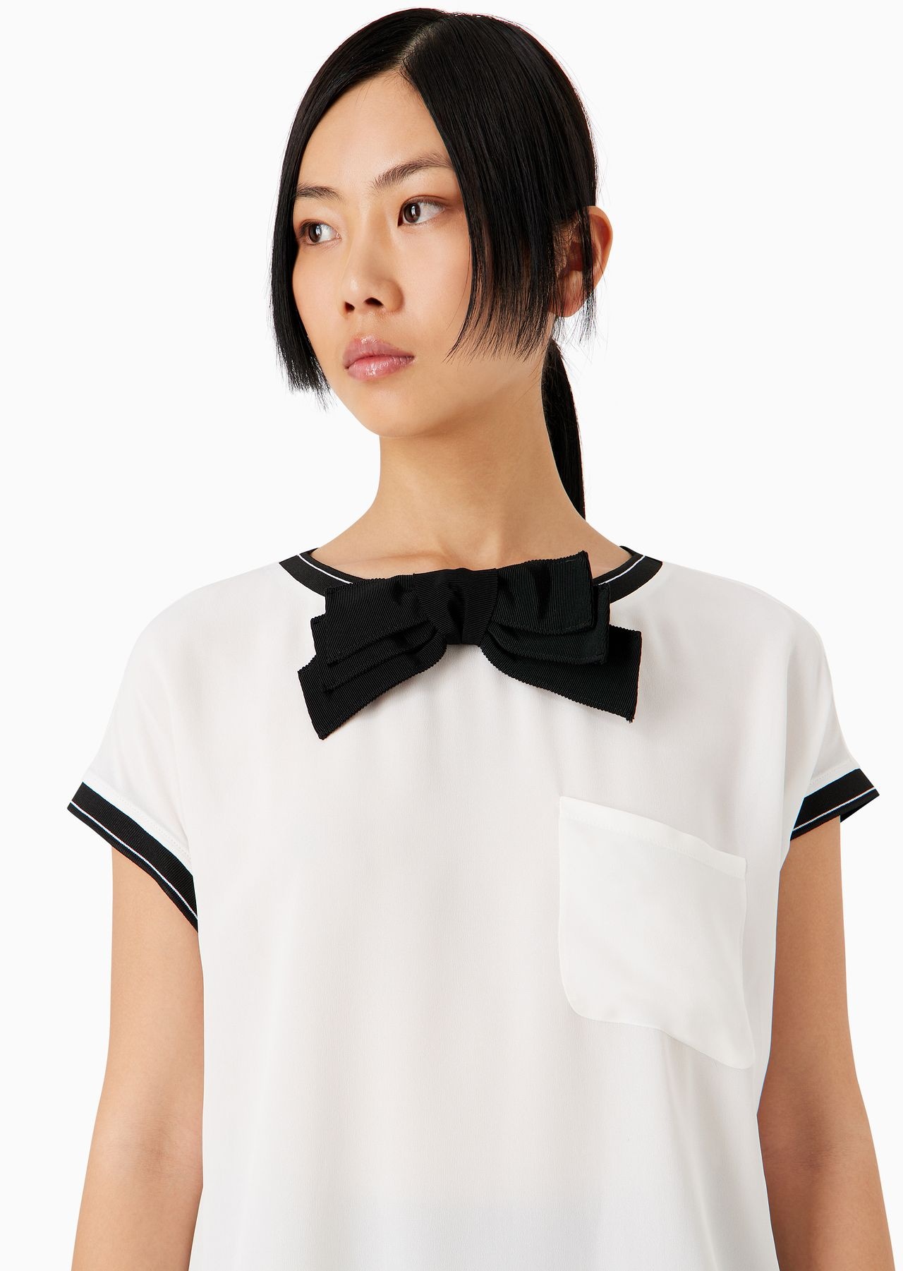 Short-sleeved viscose-crêpe blouse - 5