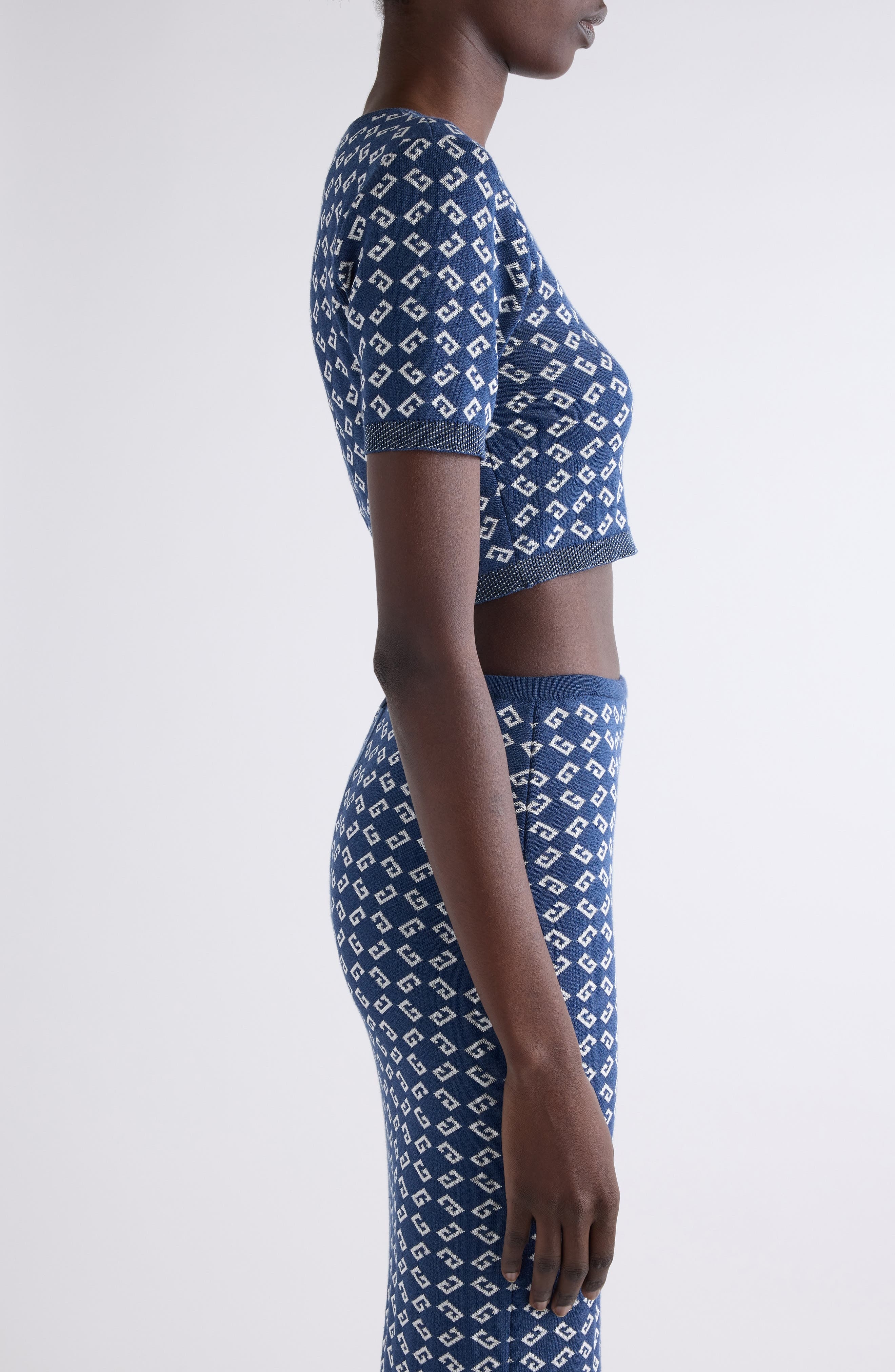 Givenchy Monogram 72 Jacquard Crop Crewneck Top in Denim Blue at Nordstrom - 4