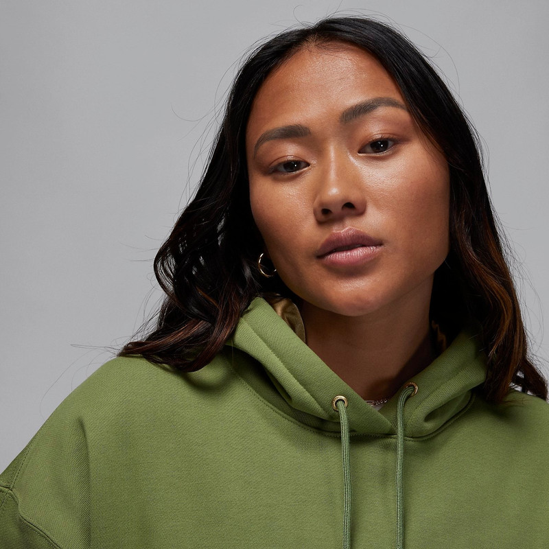 Jordan (WMNS) Air Jordan Flight Fleece Pullover Hoodie 'Sky J Light Olive' FB5111-340 outlook
