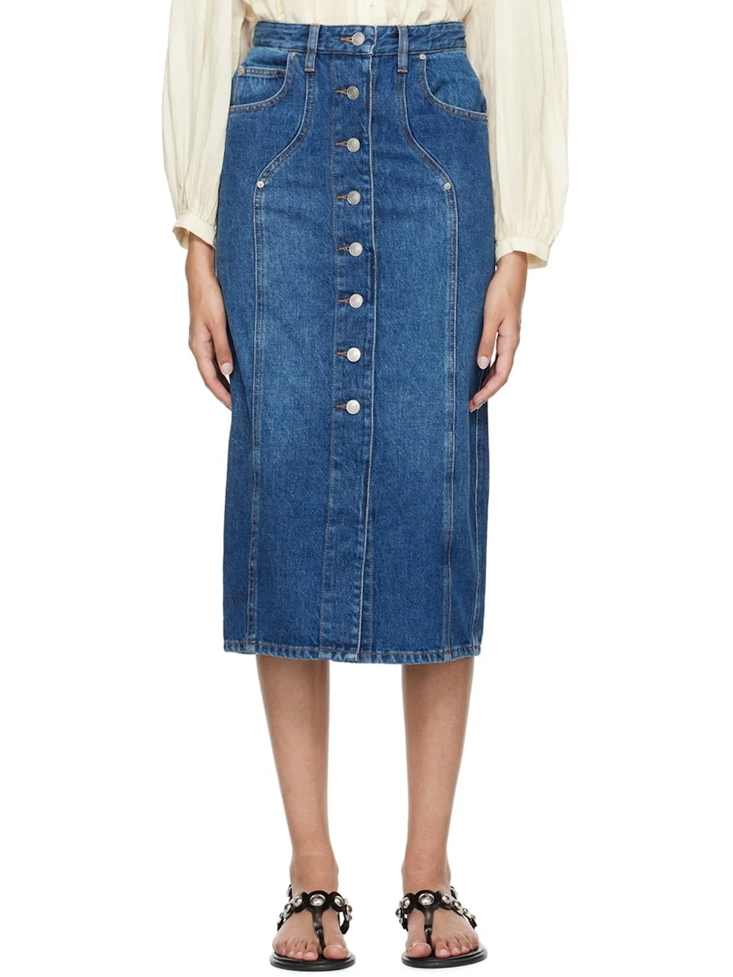 Blue Vandy Denim Midi Skirt - 1
