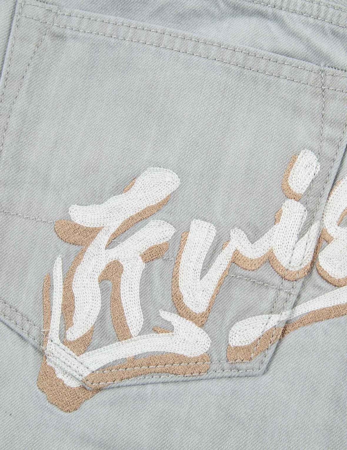 Logo Embroidery Drop-crotch Cropped-fit Denim Jeans #2027 - 14