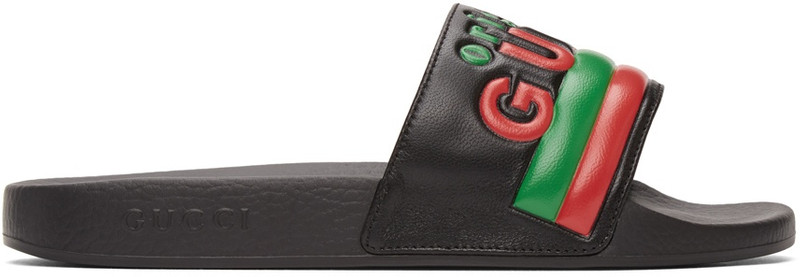 Black 'Original Gucci' Pool Slides - 1