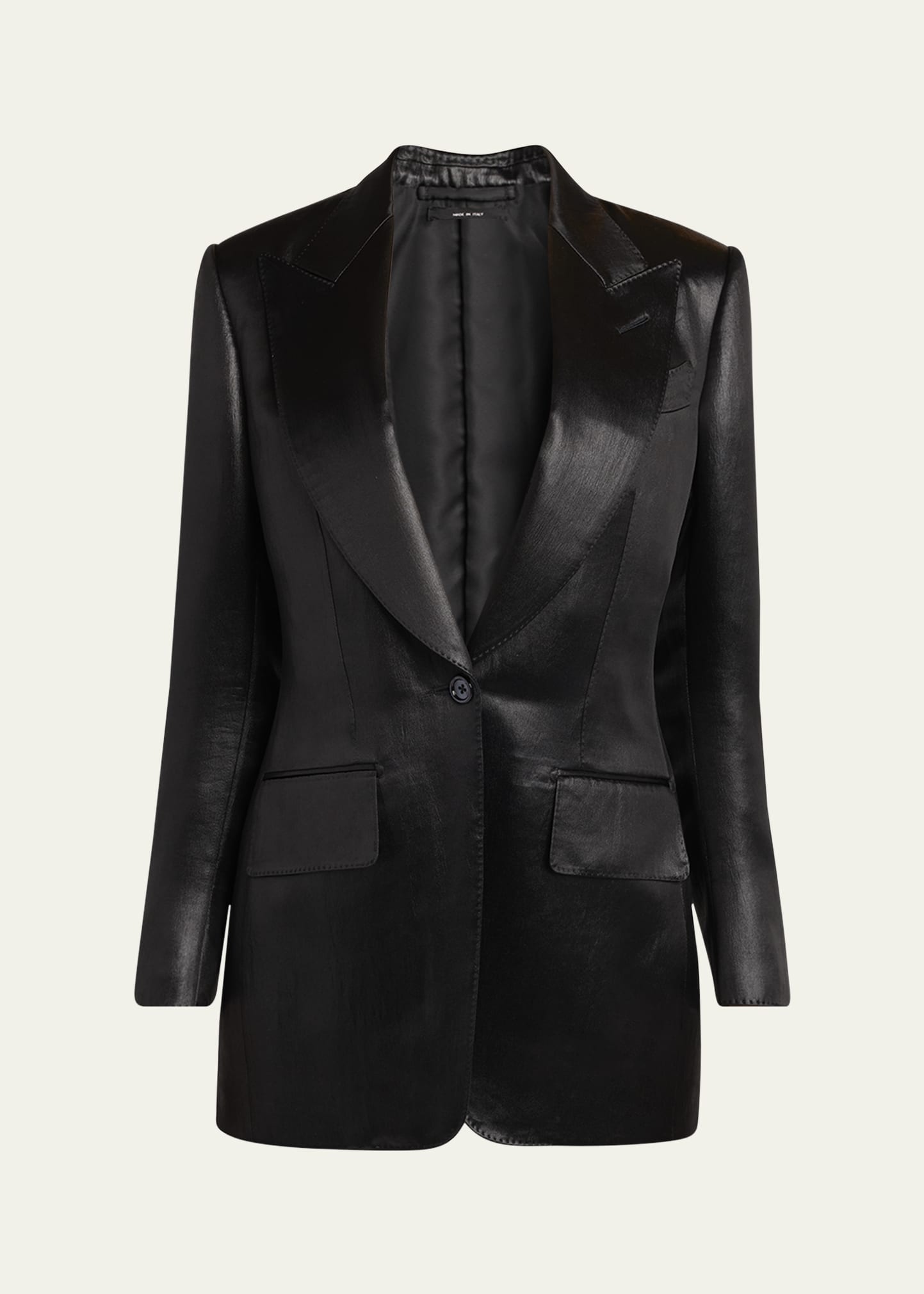 Liquid Satin Single-Breasted Blazer Jacket - 1