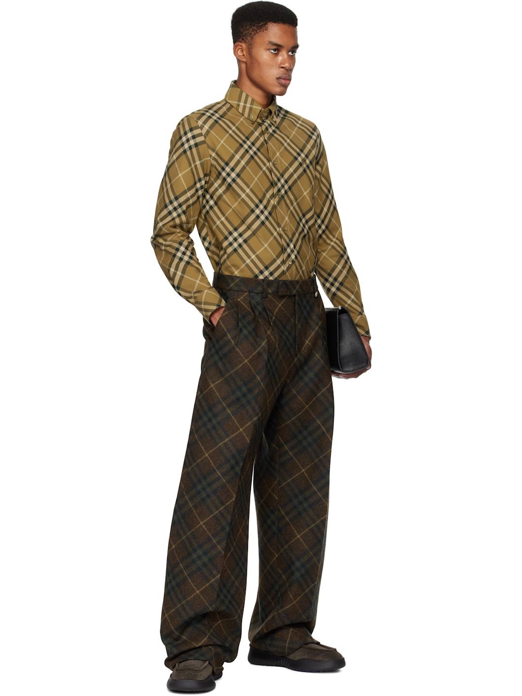 Khaki Check Cotton Shirt - 5