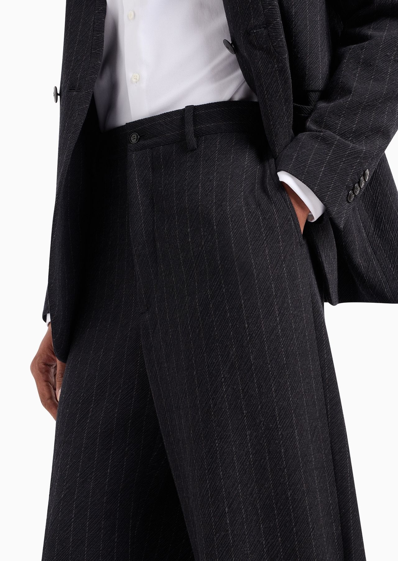 Upton Line single-breasted suit in pinstriped jacquard virgin wool - 6