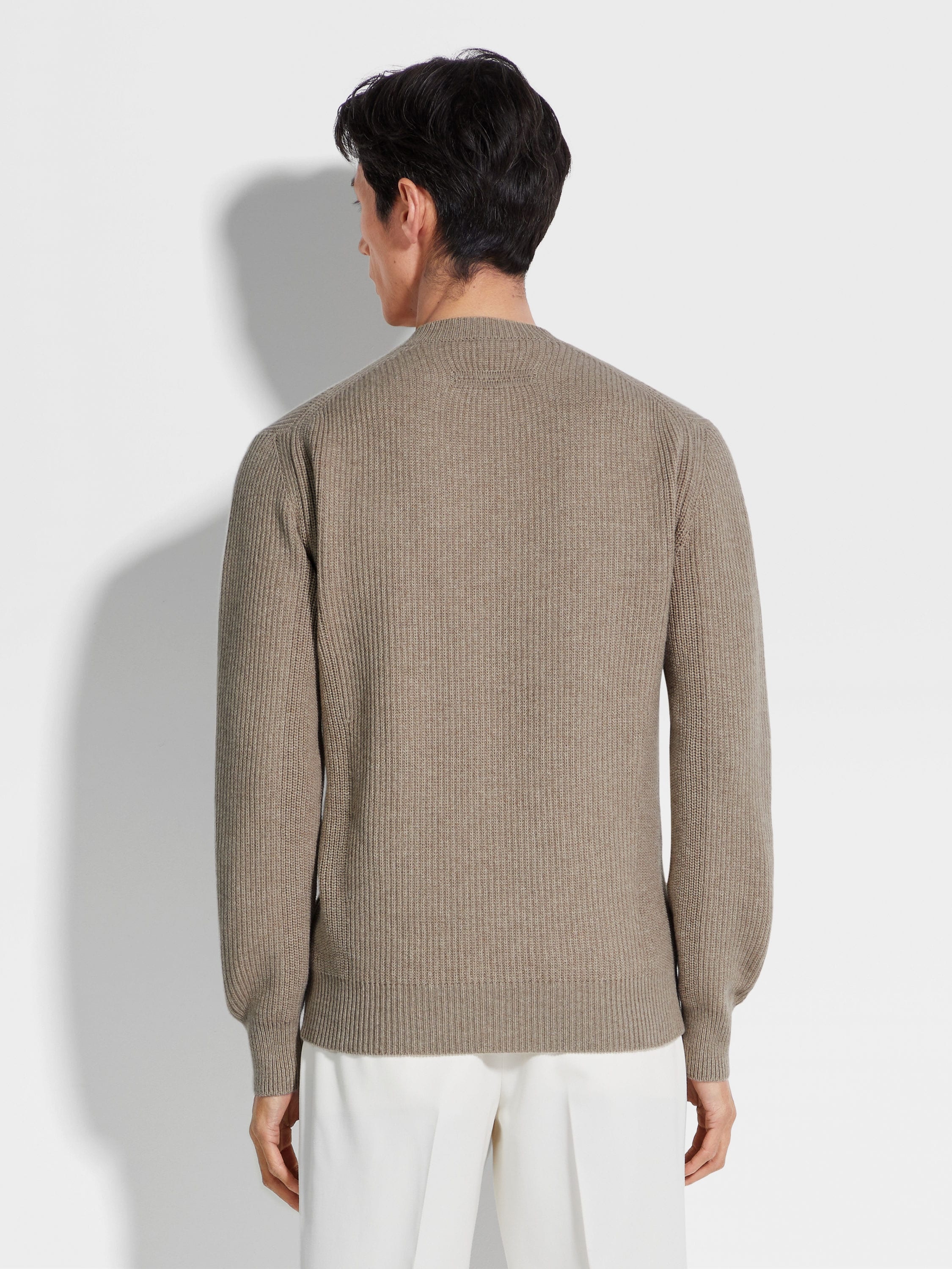 LIGHT TAUPE OASI CASHMERE CREWNECK - 5