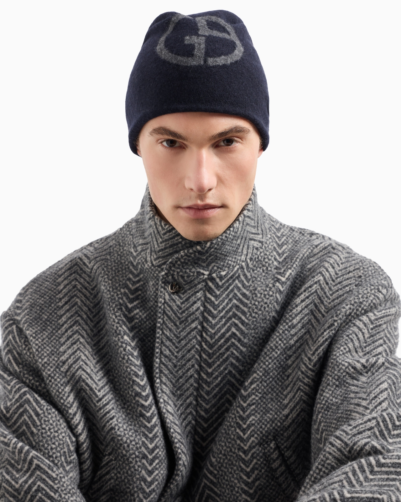 Cashmere jacquard logo beanie - 3