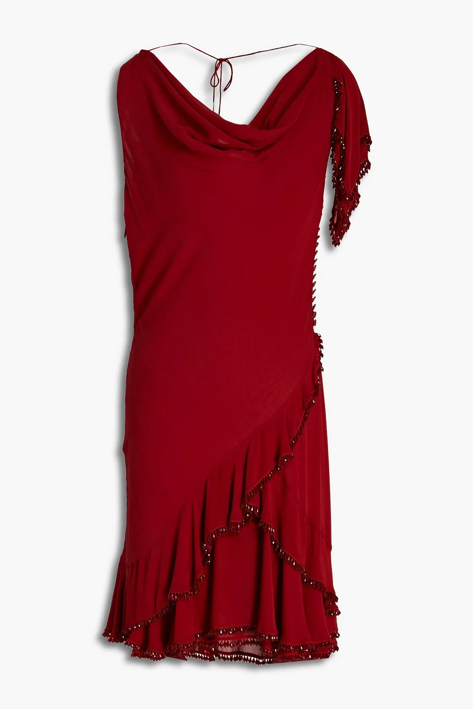 Embellished draped silk-crepe mini dress - 1