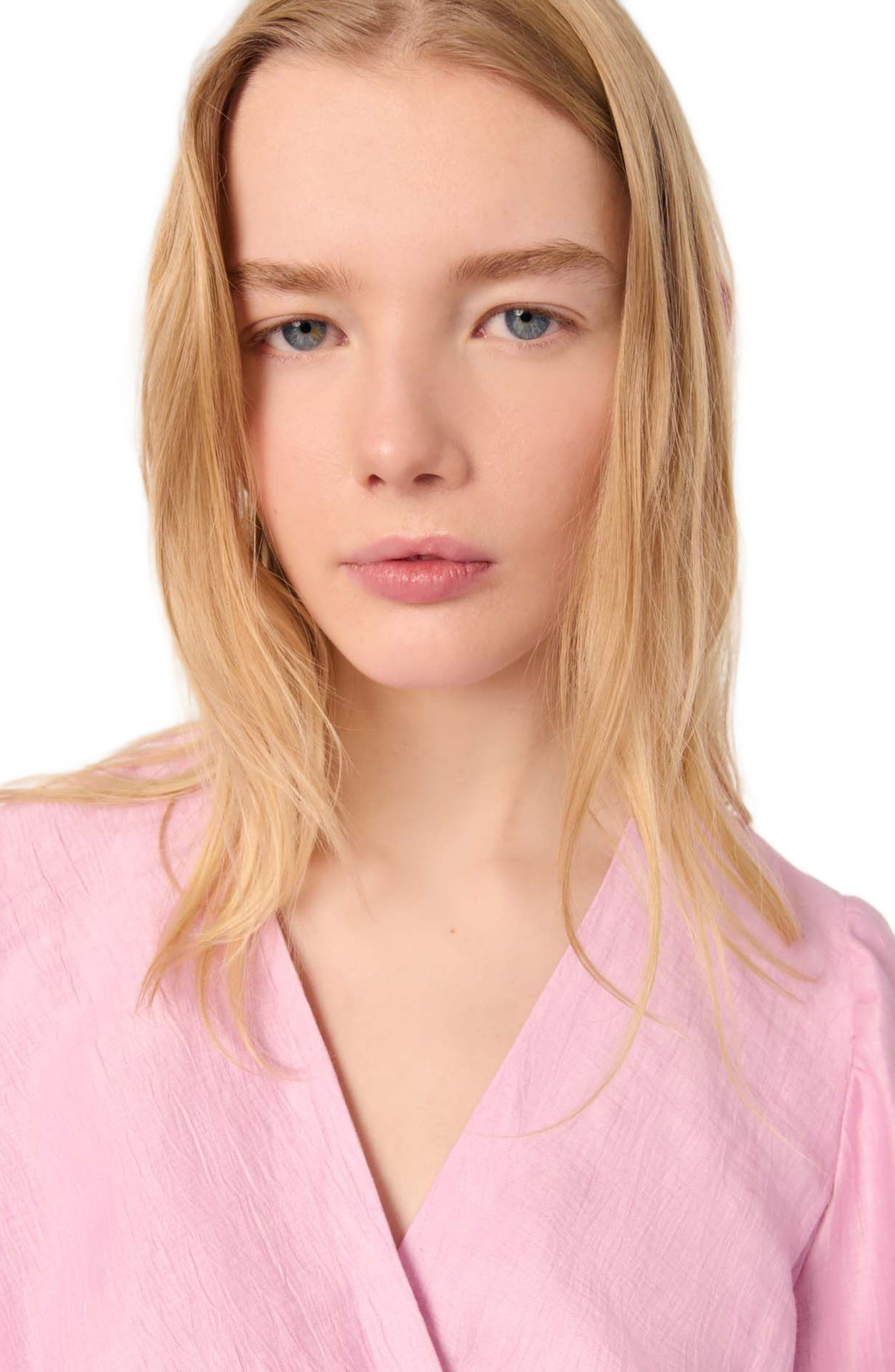 maje Linen wrap dress in Pink at Nordstrom - 6