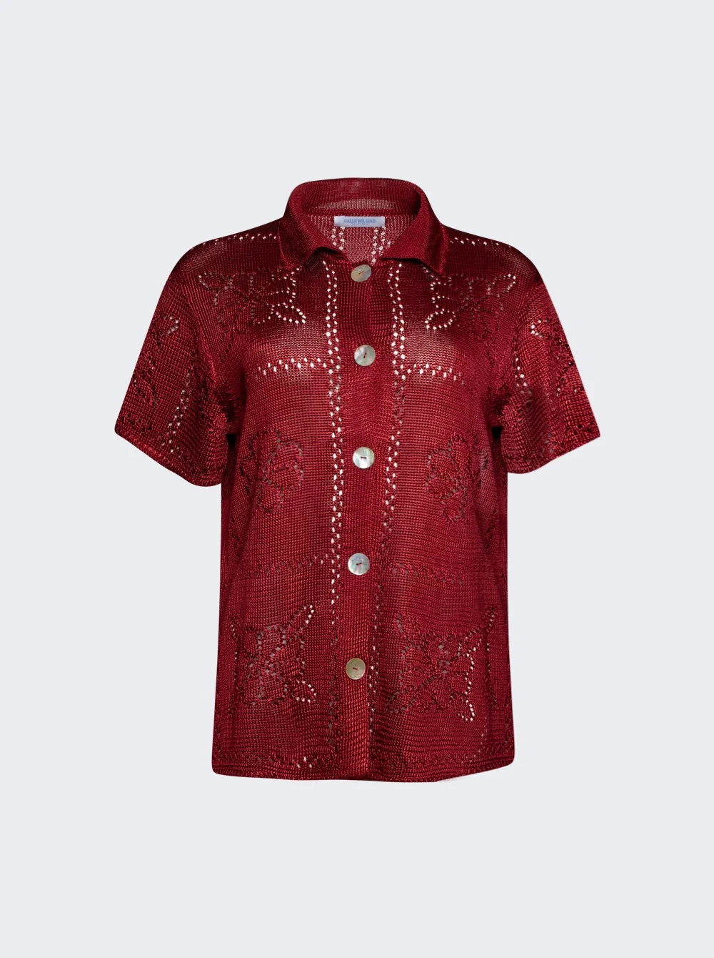 Floral Tile Short Sleeve Shirt Oxblood Red - 1