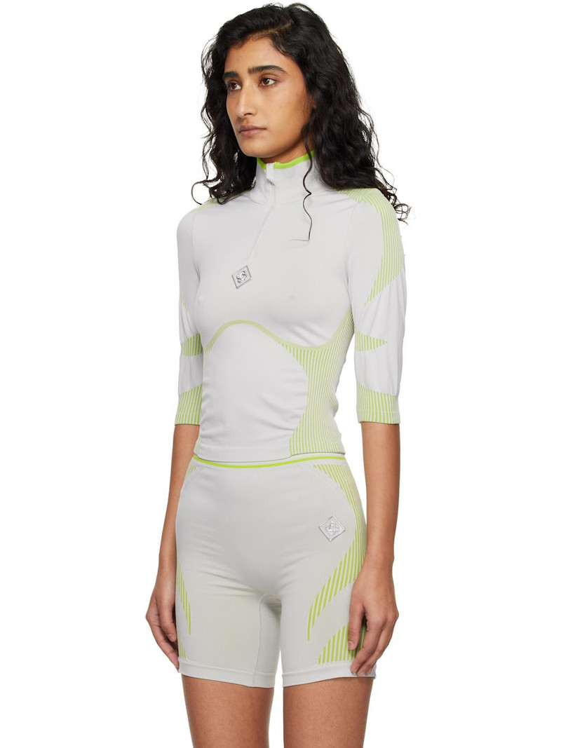Gray & Green Seamless Half-Zip T-shirt 4