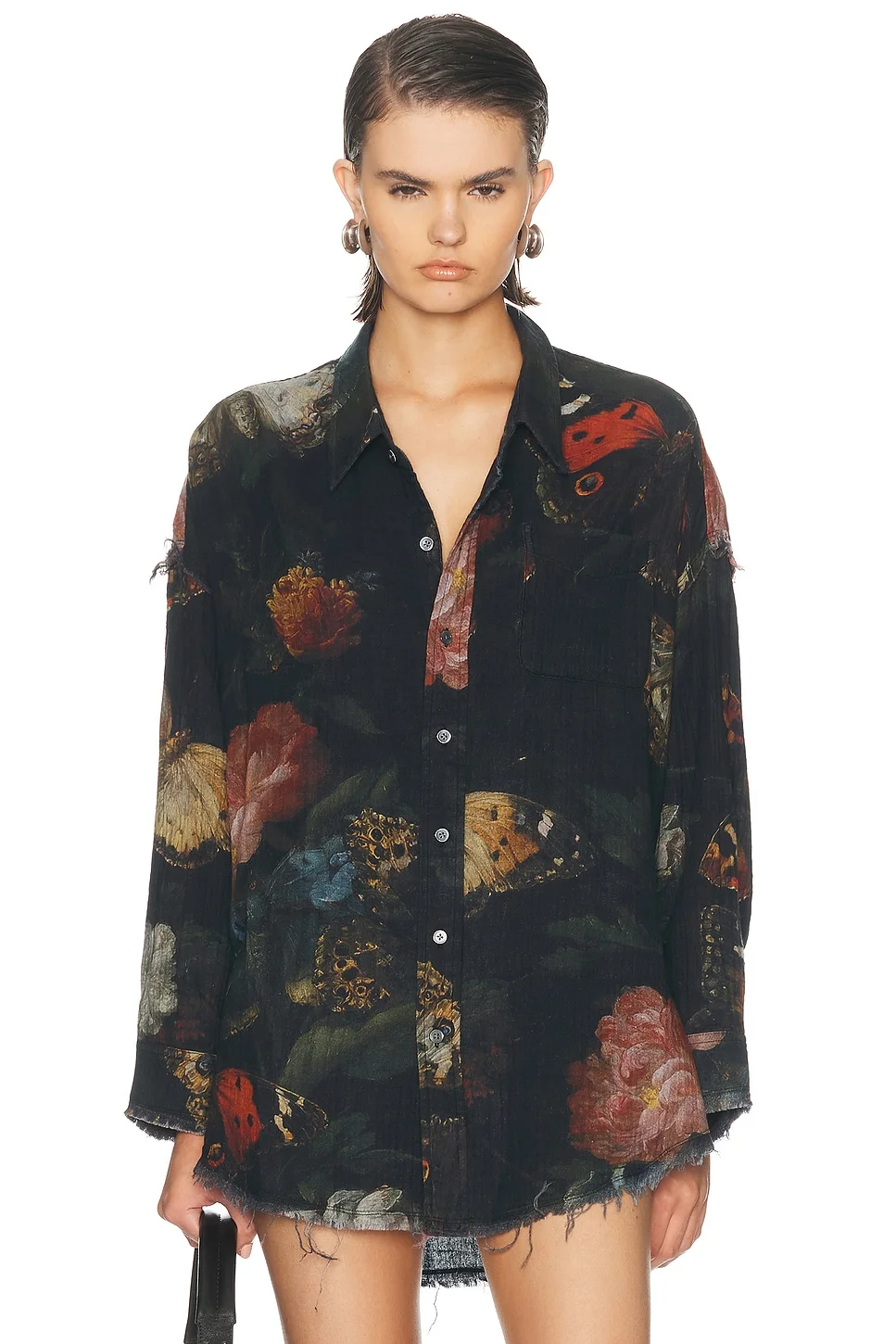 Reversible Shredded Seam Drop Neck Shirt - 1