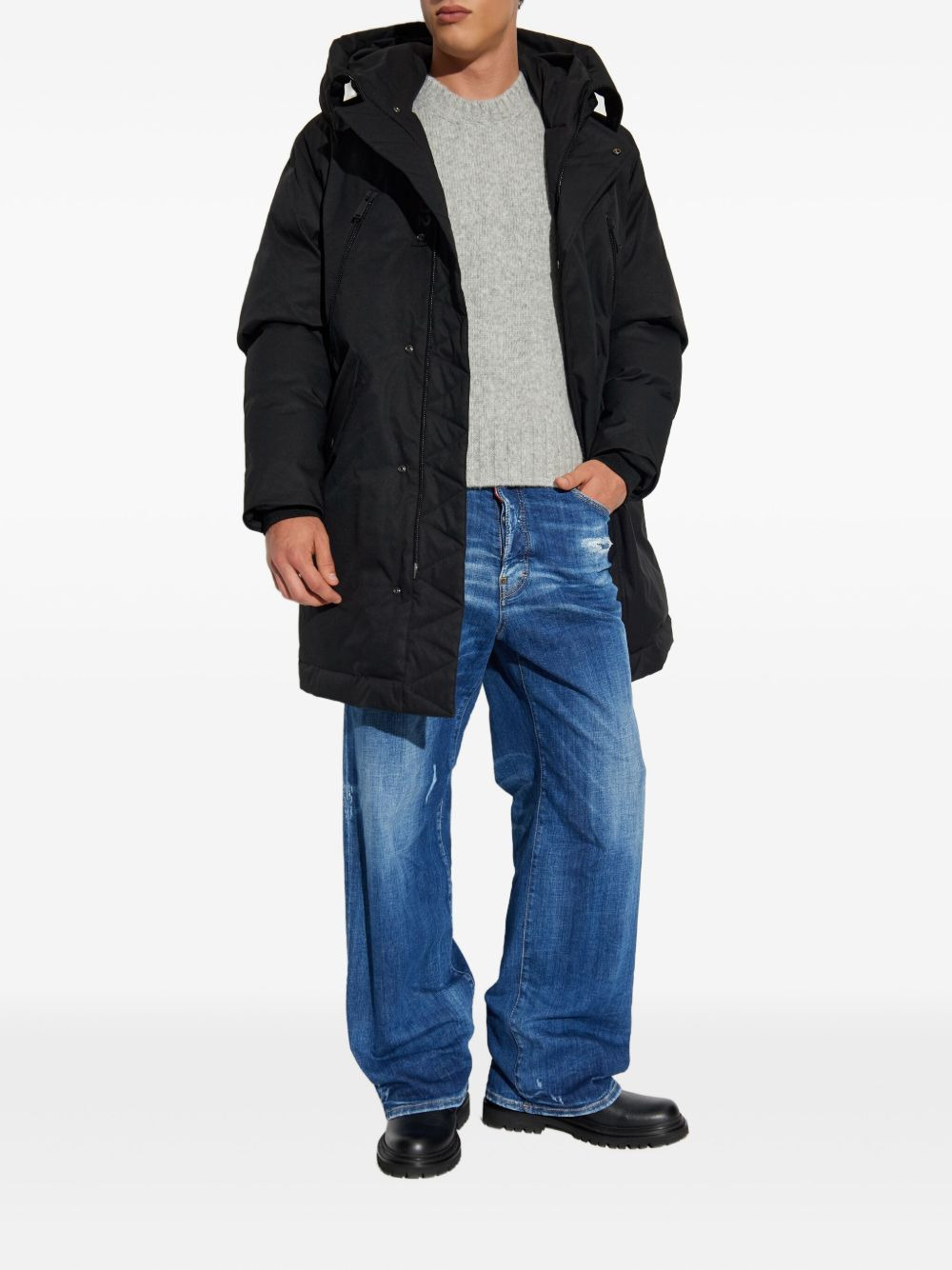 hooded zip-fastening parka - 2