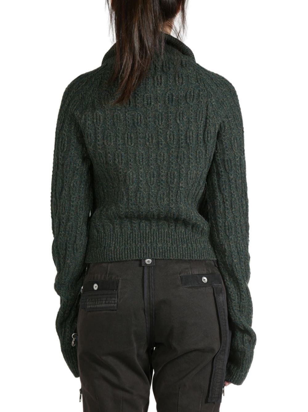 detachable-gloves cropped cardigan - 2