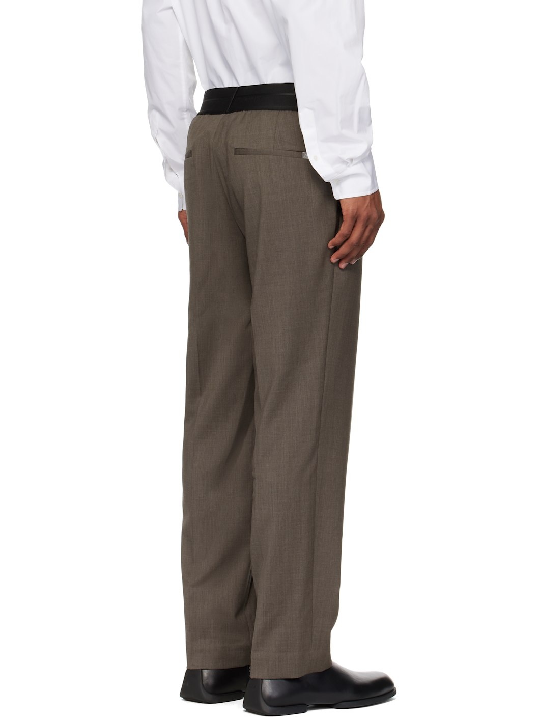 Brown Tapered Pull-On Trousers - 3