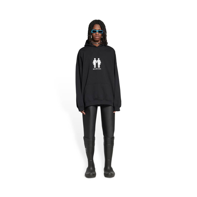 BALENCIAGA Men's Pride 22 Hoodie Boxy Fit in Black outlook