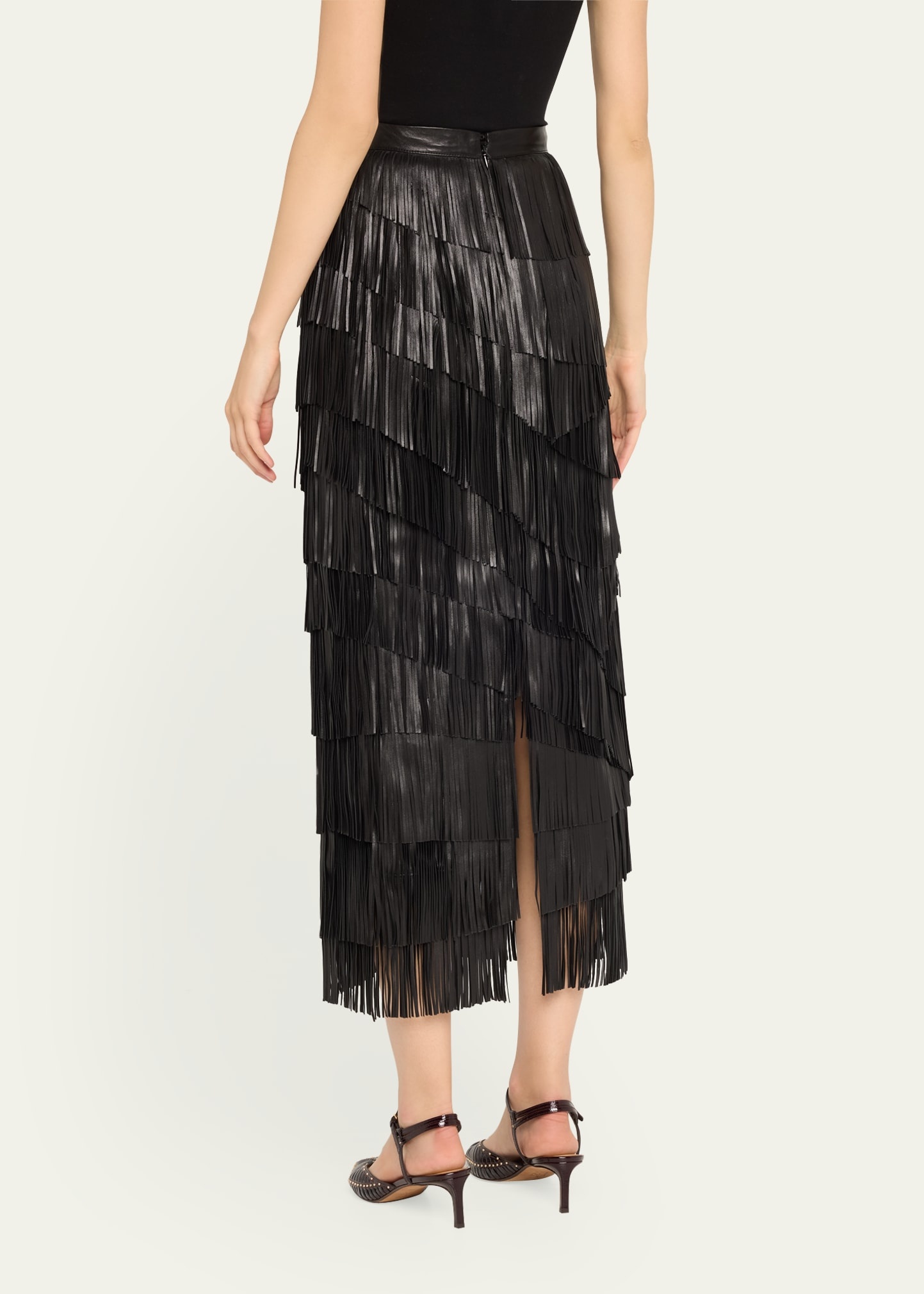 Therese Leather Fringe Skirt - 3