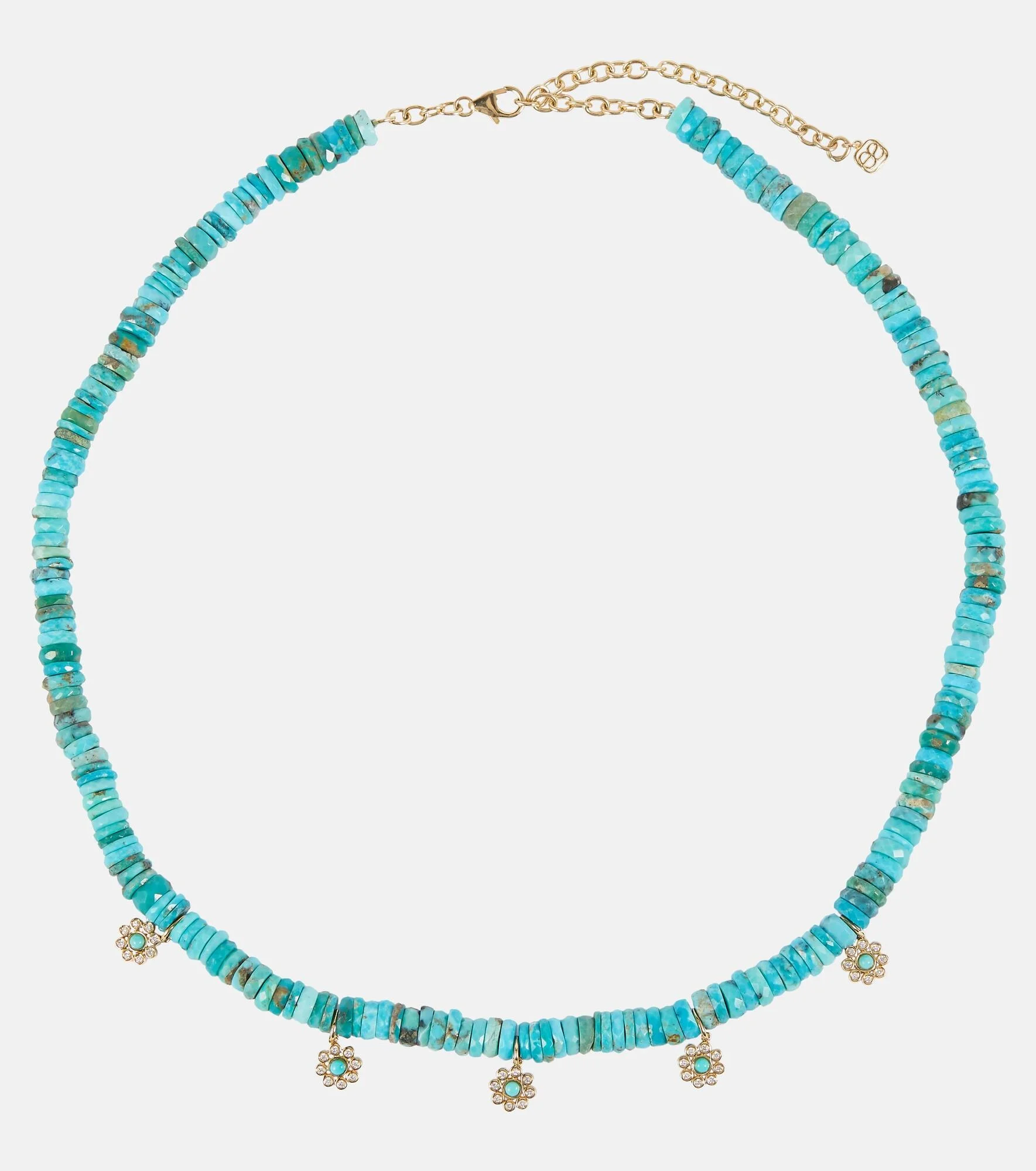 Daisy 14kt gold beaded necklace with diamonds - 1