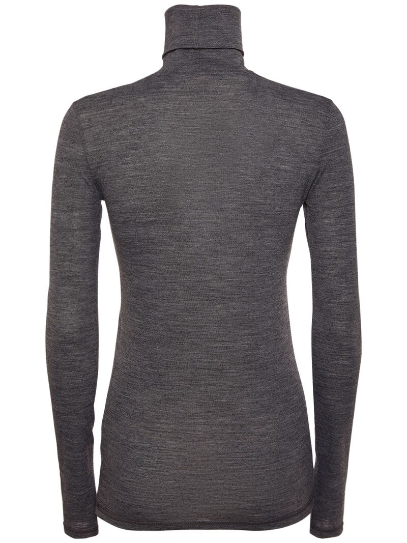 LOGO WOOL BLEND JERSEY TURTLENECK TOP - 5